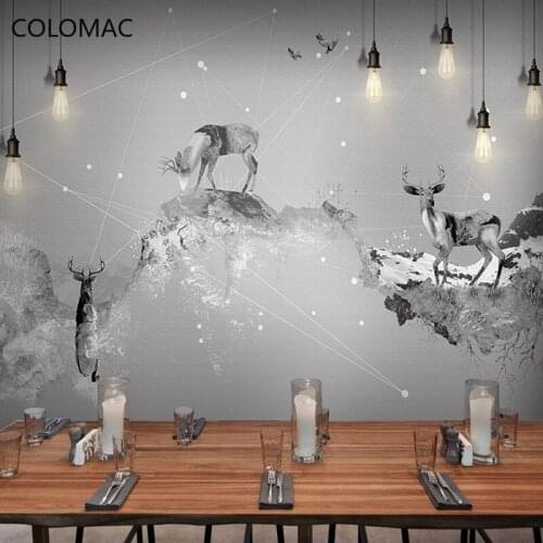 Colomac Custom Nordic 5d Creative Elk Wallpaper Living Room Background Restaurant Mural Home Decoration Room Drop Shopping