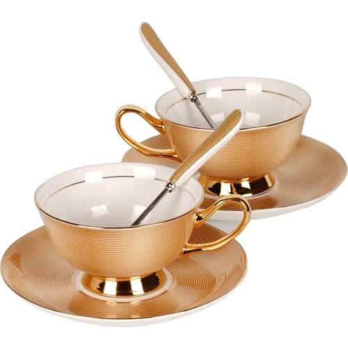 Classic gold Bone china coffee cup Retro European style ceramic black tea cups