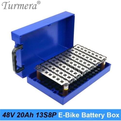 Turmera 48V 20Ah E-Bike Battery Storage Box with Handdle 52V 13S8P 18650 Battery Holder Bracket Welding Nickel and 13S 15A BMS