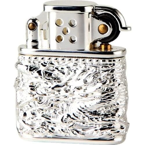 Creative Cool Dragon Pure Copper Carving Old-Fashioned Grinding Wheel Kerosene Machine Flint Windproof Hqd Smoking Lighter