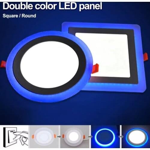Round Square Two-color Panel LED Light Ultra-thin Ceiling Downlight Suitable for Home Shopping Mall Office Building Lighting