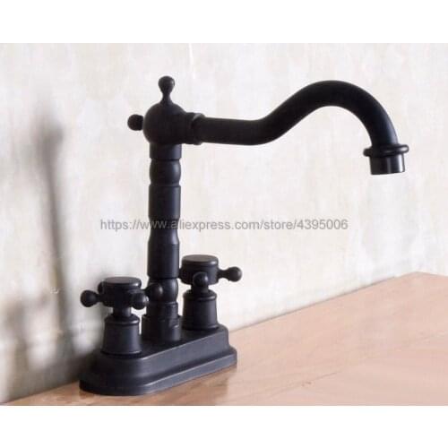 Oil Rubbed Bronze Dual Handle Swivel Bathroom Kitchen Sink Faucet Mixer Tap 2 Hole Hot and Cold Water Bnf148