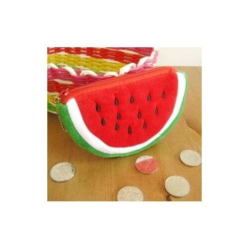 Cute Plush Red Watermelon Coin Purse Wallet Pouch Bag