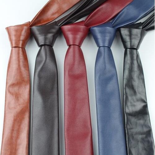 Fashion Pu Leather Men Patchwork Tie Female Necktie Red Gold Silver Adult Cravate Homme Wedding Party Ties For Men