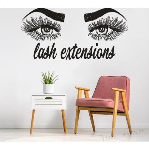 Lash Extensions Wall Stickers Beauty Eyelashes Vinyl Wall Decals Beauty Studio Window Poster Excellent Eye Lashes Mural AZ924