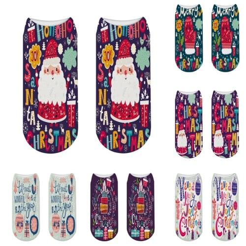 2020 New Christmas Socks 3D Printing Pop Christmas Ankle Socks Cartoon Cotton personality Socks for Girls and Boys Gifts