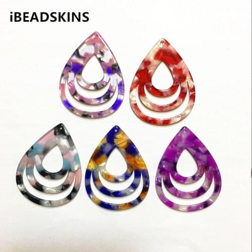 New arrival! 49x38mm 30pcs/lot acetic acid Imitation marble drop-shape charms for earring/Jewelry DIY making(As shown)