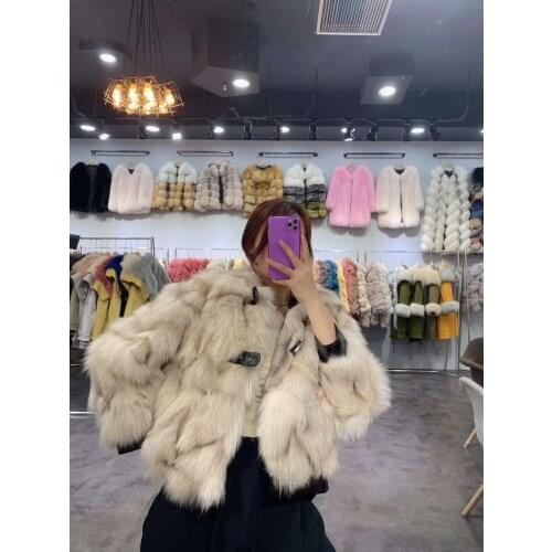 OFTBUY 2021 Luxury Fashion Natural Real Fox Fur Coat Winter Jacket Women Thick Warm Genuine Leather Turn-down Collar Brand New