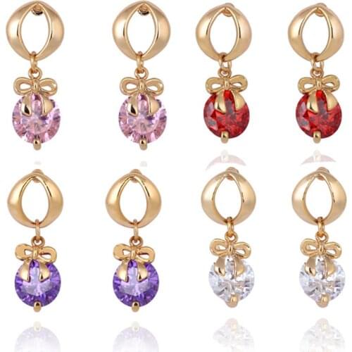 Wholesale Cheap Jewelry Earring Mixed Color Alloy Acrylic Round Shape Pendant Dangle Earring