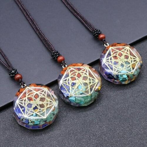 Orgonite Tree of Life Symbol Energy Healing Crystal Rough Stone Pendant Necklace Jewelry Handmade