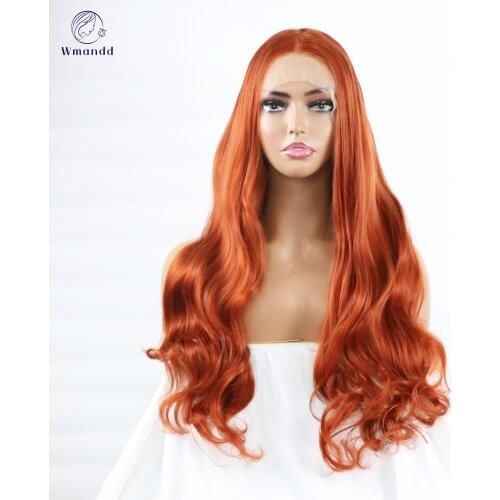 Wmandd 18-28 Inches Red Brown Orange #360 Color Long Loose Wave Synthetic Wigs For Black Women High Temperature Fiber Daily Wigs