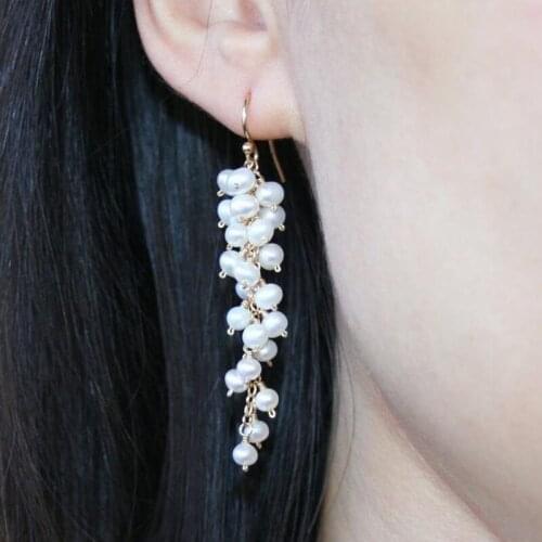 Multi Colour Gemstone Cluster Long Drop Earrings Pearl Drop Earrings Lapis Lazuli, Ethiopian Opal and Turquoise Earrings