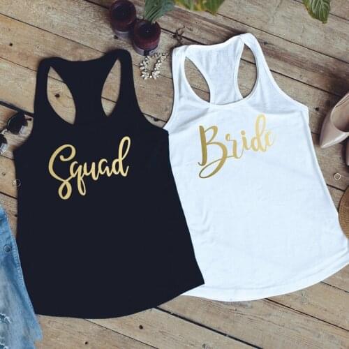 Women Bridal Party Tanks Lady Bridesmaid Team Wedding Gift Shirt Summer Sleeveless Bride and Squad Bachelorette Party Tank Tops