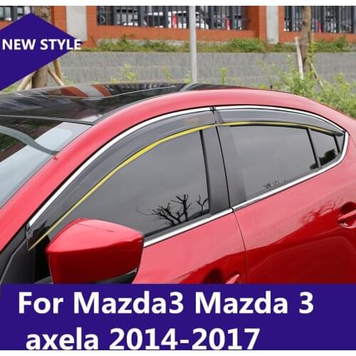 Car Styling Awnings Shelters Window Visors rain eyebrow Protector Exterior decoration For Mazda3 Mazda 3 axela 2014-2017