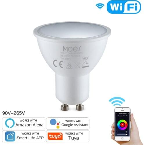 MOES Tuya WiFi Smart GU10 LED Lamp Color Spotlight Indoor Neon Sign Light Bulb Remote Control Lighting Dimmable Color Change