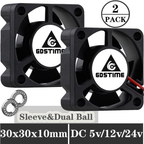 2Pcs Gdstime 30mm 3d printer fan 3010 30X30X10MM 3cm ball bearing Graphics card fan Cooler Cooling axial fan