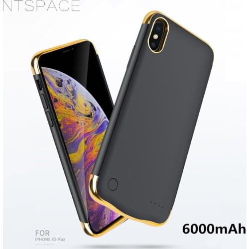 NTSPACE 6000mAh Ultra Thin Powerbank Pack Battery Charger Case For iPhone Xs Max Power Bank Case External Back Clip Battery Case