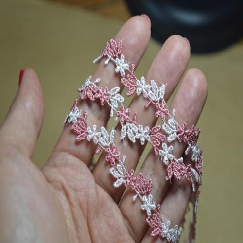 1cm width (16yards/lot) pink and white mixed Venise laceTrim with high quality for garment accessories and wedding 2017020501