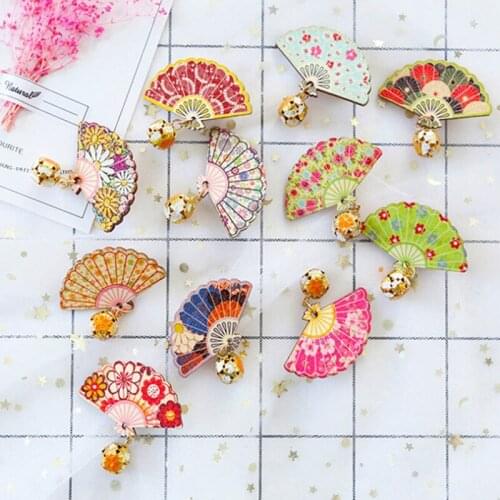 Japanese Retro Fan Bells Clip Cos Hanfu Hairpin Wooden Hair Accessories Headwear Hair Clip Haripin