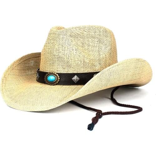 2019 Fashion Women Men Straw Hollow Western Cowboy Hat Lady Dad Summer Sombrero Hombre Beach Cowgirl Jazz Sun Hat Size 56-58CM
