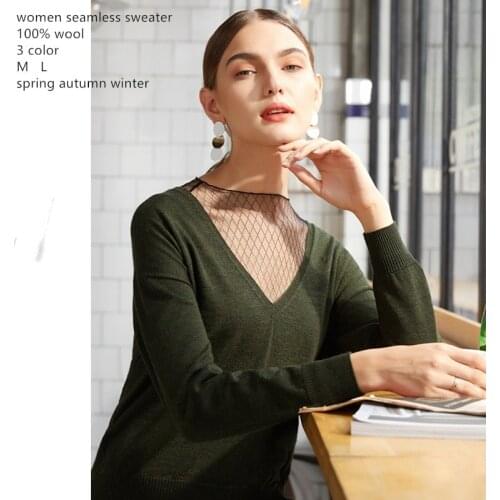 Naizaiga One-piece seamless deep v-neck green black pink loose women pullovers fashion causal sweater DSFS15