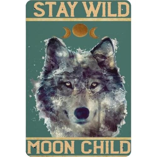 Wolf tin Sign Vintage tin Sign Home Decor Gift for New House Retro Style Farmhouse Decoration Home bar Restaurant tin Sign