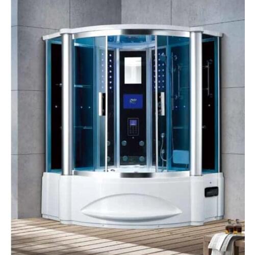1500X1500X2200mm Bathroom Wall Corner Steam Shower With TV Enclosure Mult-Functional Computer Control Wet Sauna Room 7062A