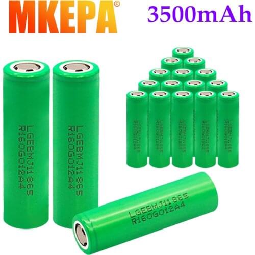 1-10PCS 100% New 18650 Battery 3.7v 3500mah INR18650 MJ1 18650 20A Discharge for Rechargeable Li-ion Batteria