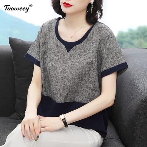 2021 cotton Summer Chiffon Blouse Women Casual Plus Size Floral Women Shirts Tops short Sleeve Printing Female Clothing