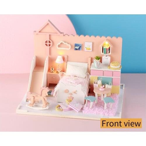 2021 New DIY Doll House Toy Wooden Miniatura Kit Dollhouse Toys with LED Christmas Birthday Gifts for Girls pink dollhouse