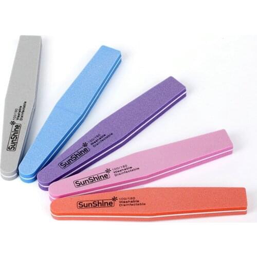 3 Pcs/lot Double Side 100/180 Sunshine Nail Files Nail Buffer Files Buffing Manicure Pedicure Nail Art Tool For Nails Decoration