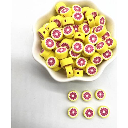 30pcs 10mm Fruit Pattern Beads Polymer Clay Spacer Loose Beads for Jewelry Making DIY Handmade Bracelets Accessories #05