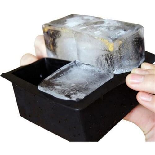 4-Cavity Large Drink Ice Cube Trays Mold Silicone Pudding Jelly Soap Molds Big Square Ice Tray Maker Moulds For Bar Kitchen Tool
