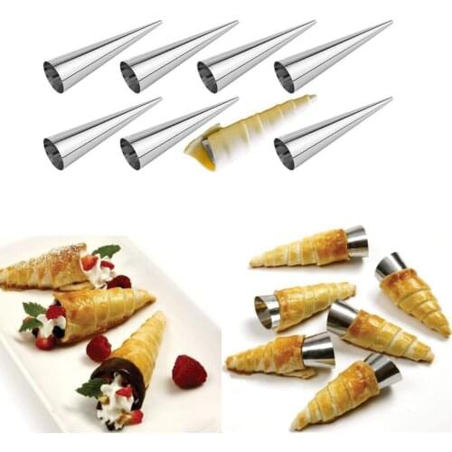 5/10Pcs Conical Tube Cone Roll Moulds Spiral Croissants Molds Cream Horn Mould Pastry Mold Cookie Dessert Kitchen Baking Tool