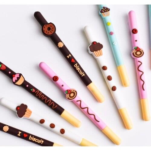 5 pcs Sweet biscuit gel pen Chocolate cake Honey donut Black color ink pens Stationery Office accessories School supplies FB710