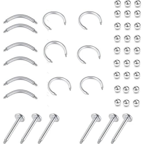 50Pcs Hot Selling Steel Screw Ball Nail Piercing Nose Eyebrow Circle Screw Ball Replacement Accessories Body Jewelry
