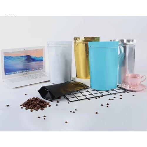 500pcs Doypack One Way Valve 2 pound Coffee Bean Bags Tea Storage Cheasts Aluminum Foil Food packaging Bags W Sealing Clip 1kg