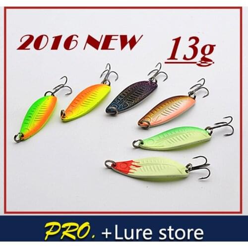 Free shipping 20pcs colorful 13g treble hooks, hard metal spoon baits lure for fishing tackle , hard spinner baits ,bass walleye