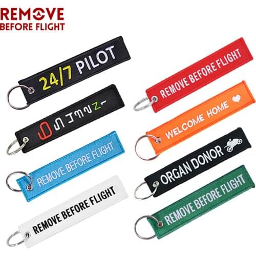 Embroidery Car keychain Motorcycle Key Chain chaveiro para carro Remove Before Flight Airworthy Key Chains Keyring for Pilot Key