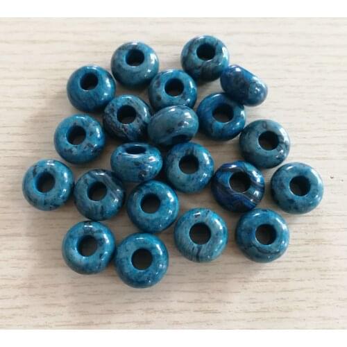 Wholesale Fashion 30pcs natural Blue agates stone beads 14*7mm big hole round bead For Bracelet jewelry free shipping