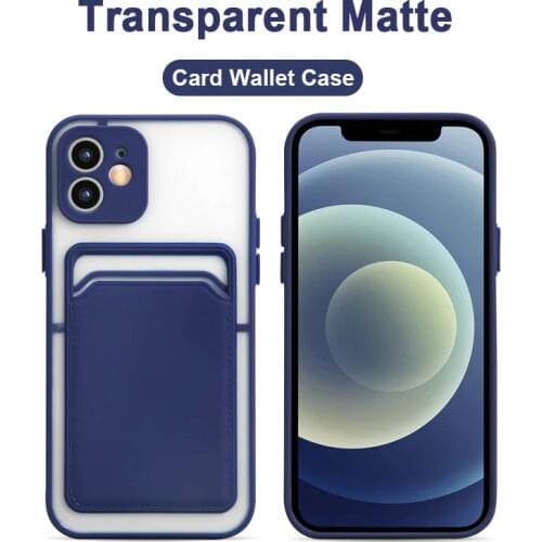 Matte Clear Card Holder Wallet Pocket Case For iPhone 12 11 Pro Max Mini X XR XS Max SE 2020 6 6S 7 8 Plus Shockproof Back Cover