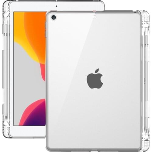 With Pencil Holder Case for iPad Air 4 10.9 10.2 2020 TPU Silicone Transparent Back Cover for iPad 8th Generation Funda Capa