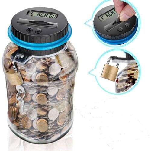 Cofre Eletronico Piggy Bank Counter Coin Electronic Digital LCD Coin Money Saving Box Jar Coins Storage Box USD EURO GB Money
