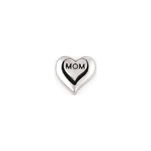 F384 Hot Sales wholesale 20pcs/lot Sliver Plated MOM Heart Charm Fit Glass Floating Memory Locket Free Shipping CT015
