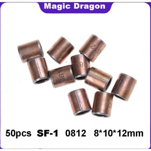 HOT 0812 50pcs SF-1 0812 8x10x12 mm High quality Self Lubricating Composite Bearing Bushing Sleeve SF1