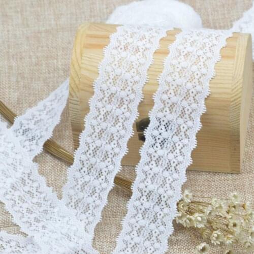 KALASO 5Yards High Quality White Elastic Lace Trim Ribbon Sewing Fabric DIY Crafts Supplies Wedding Decoration Accessories