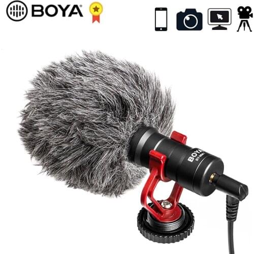 BOYA Mini Cardioid Microphone Metal Condensor Mic for iPhone Samsung Smartphones Tablet PC for Canon Nikon Sony DSLR Cameras
