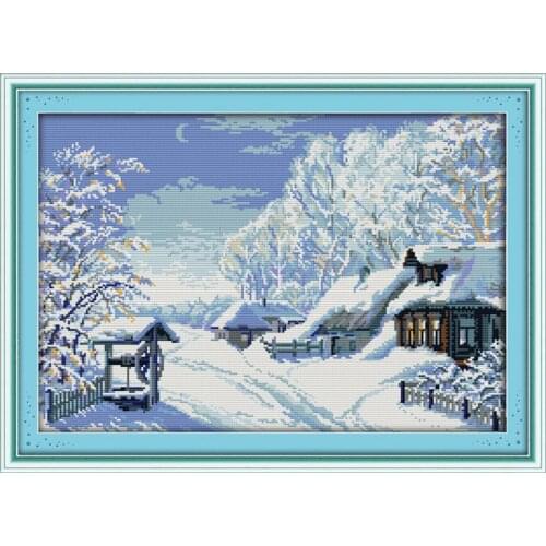 The Middle of Winter Painting 11CT Printed On Canvas Crafts Counted Cross Stitch Pattern Kits Embroidery Cross Set Home Decor
