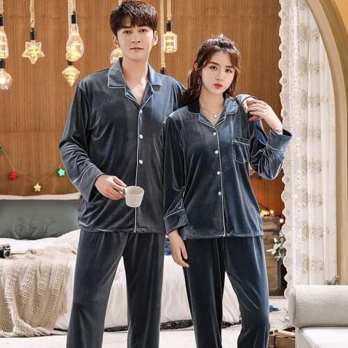 Autumn And Winter Leisure Thermal Sleepwear Set Lapel Two Piece Set Womens Long Sleeve Loose Comfortable Sleepwear Nightwear