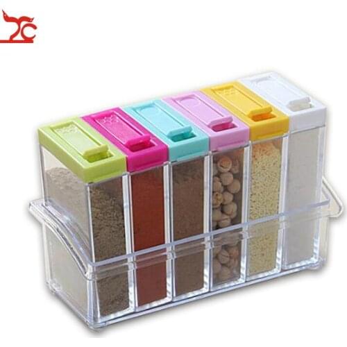 Seasoning Box Kitchen Spice Storage Bottle Jars Transparent PP Salt Pepper Cumin Powder Box Tool salt pepper shaker set